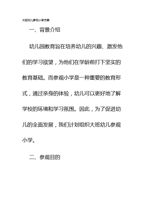 大班幼儿参观小学方案