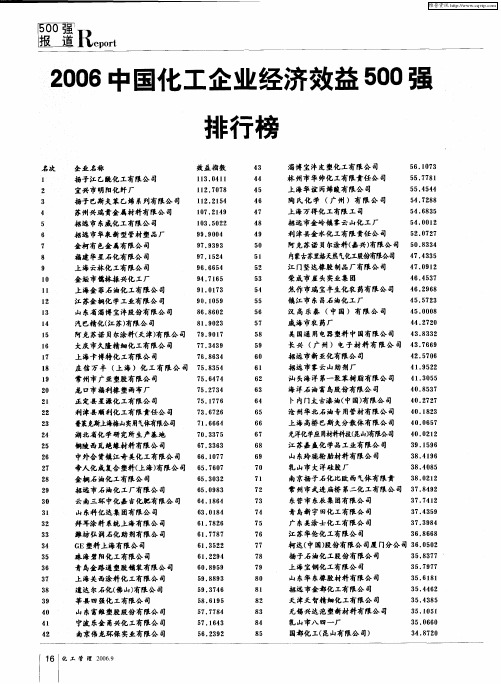 2006中国化工企业经济效益500强排行榜