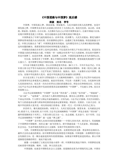 《中国道路与中国梦》论文 观后感1500字