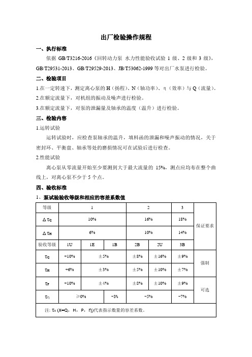 离心泵出厂检验操作规程