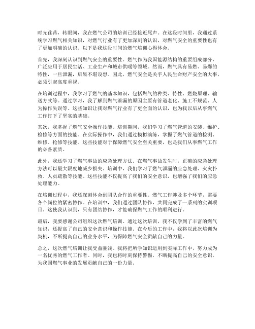 关于燃气培训心得体会范文