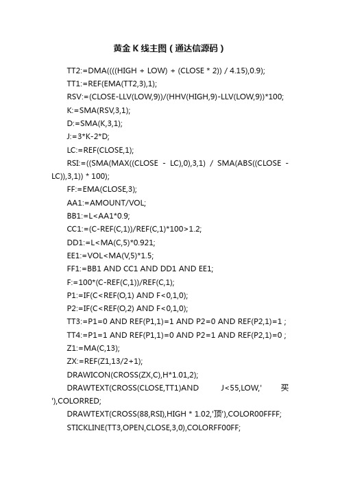 黄金K线主图（通达信源码）