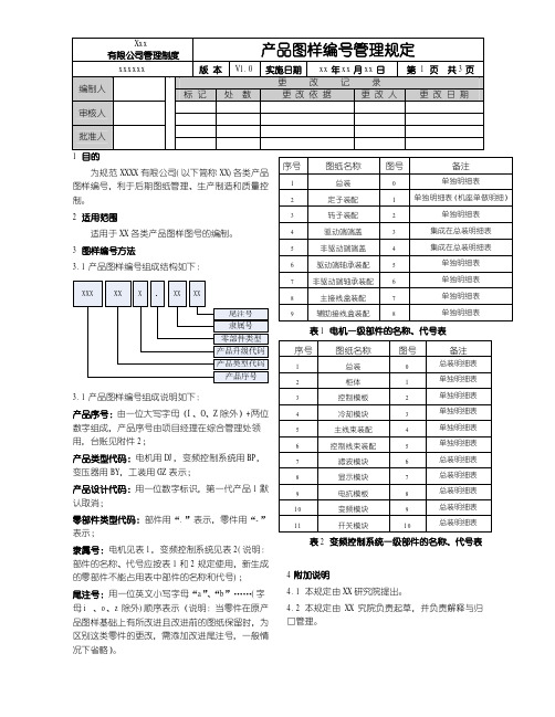 产品图样编号管理规定