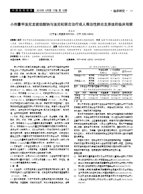 小剂量甲泼尼龙琥珀酸钠与泼尼松联合治疗成人难治性肺炎支原体的