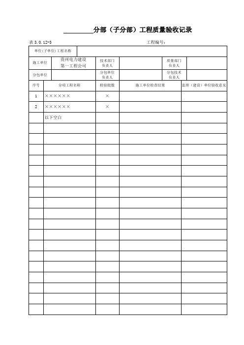 表3.0.12-3分部(子分部)工程质量验收记录(多页)