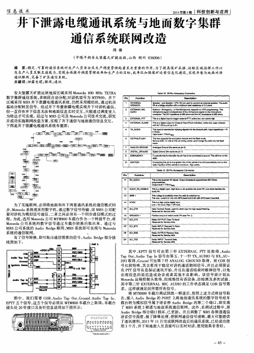 井下泄露电缆通讯系统与地面数字集群通信系统联网改造