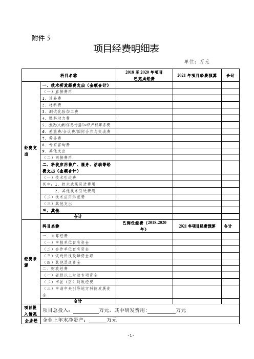 项目经费明细表