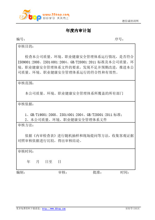 质量环境职业健康安全内审记录汇编