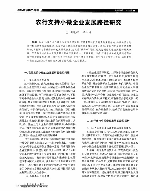 农行支持小微企业发展路径研究