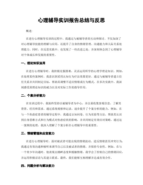 心理辅导实训报告总结与反思