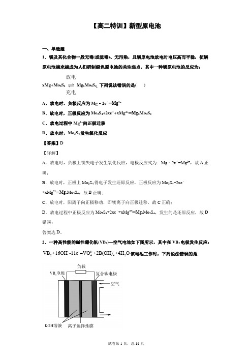 【高二特训】新型原电池(解析版)