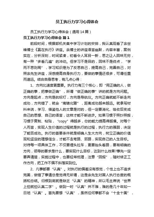 员工执行力学习心得体会