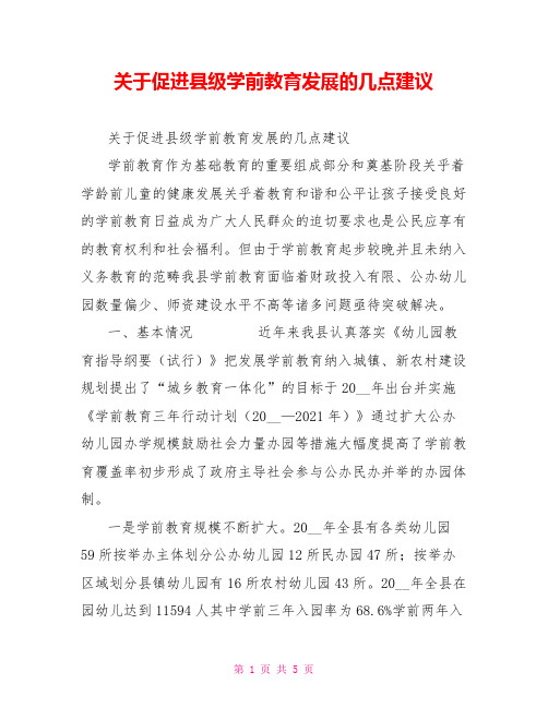 关于促进县级学前教育发展的几点建议