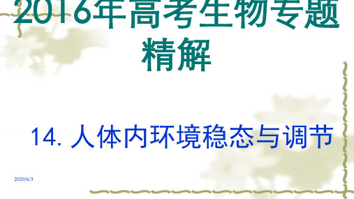 高考生物专题精讲ppt课件(14)人体内环境稳态与调节(共42张)