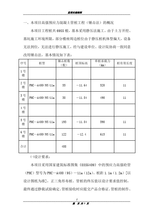 锤击桩施工监理实施细则