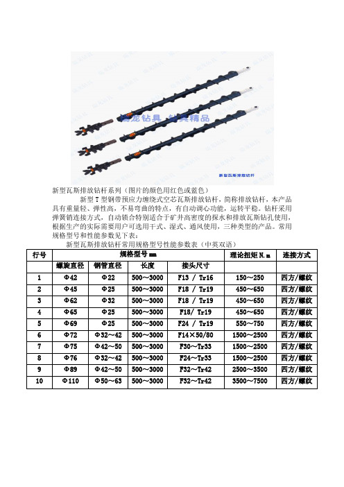 新型瓦斯排放钻杆系列