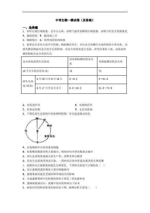 中考生物一模试卷(及答案)