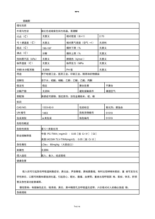 铬酸酐安全技术说明书