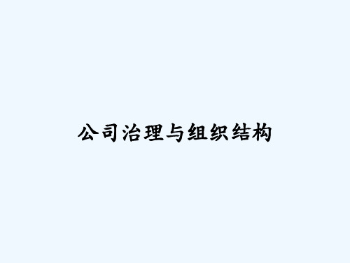 公司治理与组织结构 PPT