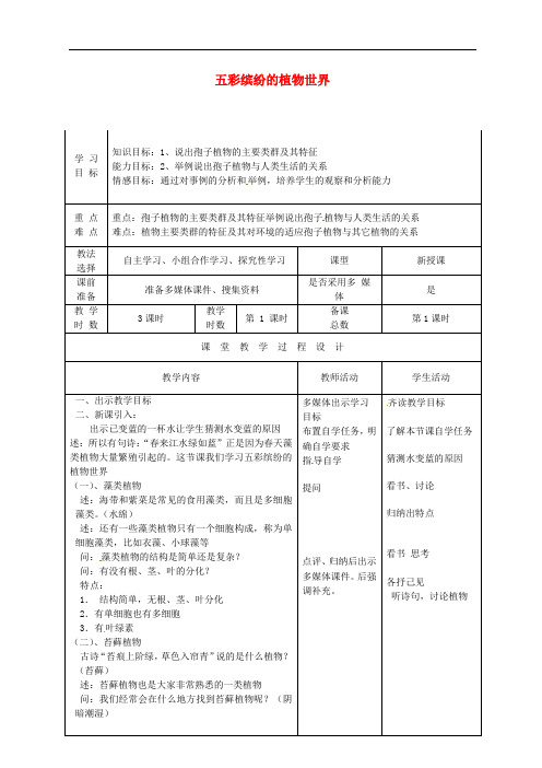 《第14章  五彩缤纷的植物世界》word教案 (公开课获奖)2022年苏教版 (3)