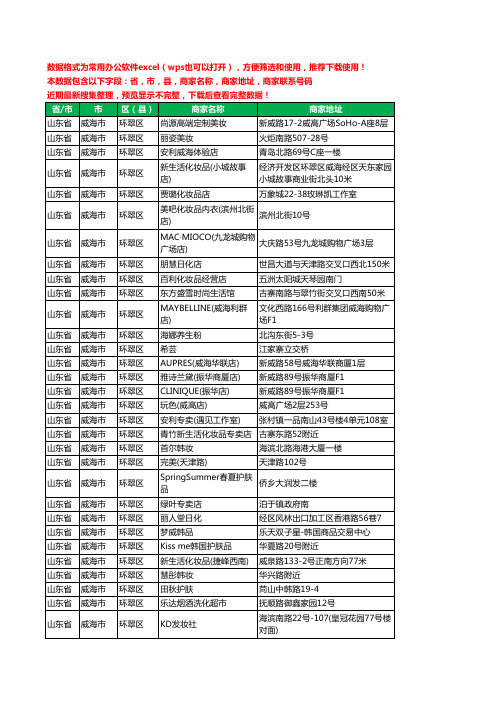 2020新版山东省威海市环翠区化妆品工商企业公司商家名录名单黄页联系电话号码地址大全222家