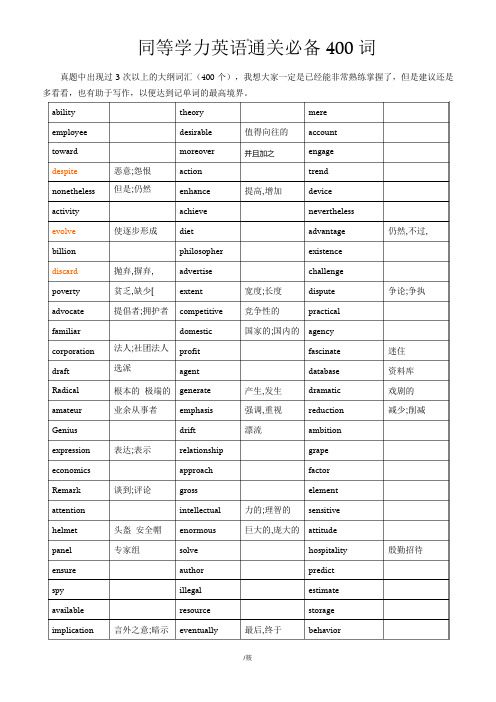 同等学力英语通关必备400词