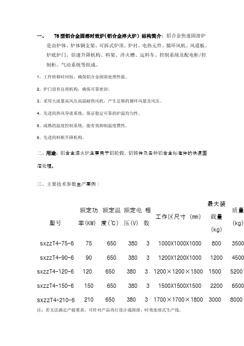 T6型铝合金固溶时效炉铝合金淬火炉结构简介铝合金快