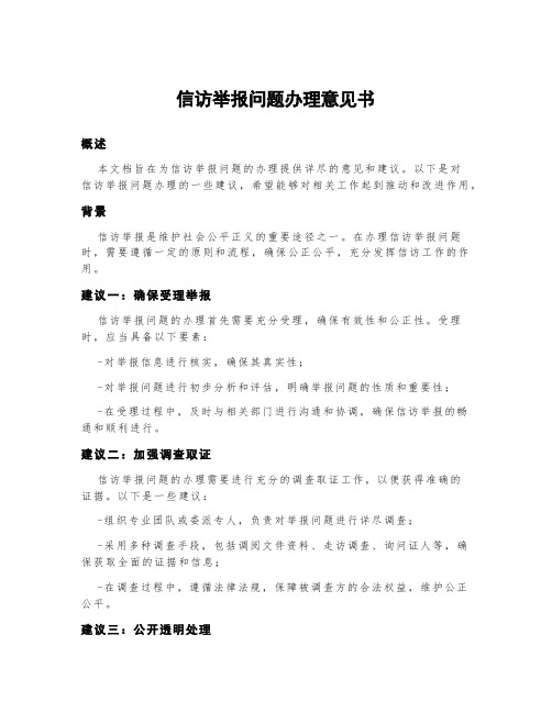 信访举报问题办理意见书