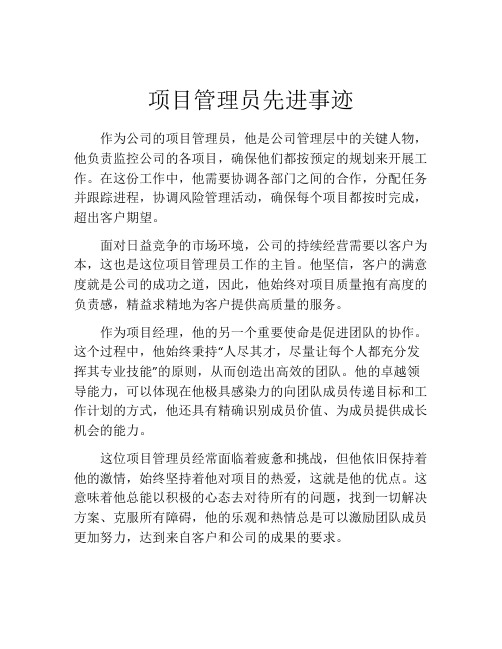 项目管理员先进事迹