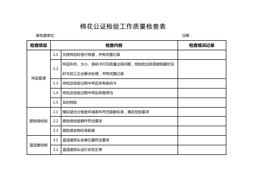 棉花公证检验工作质量检查表