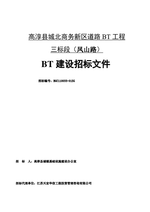 高淳招标文件三标BT招标