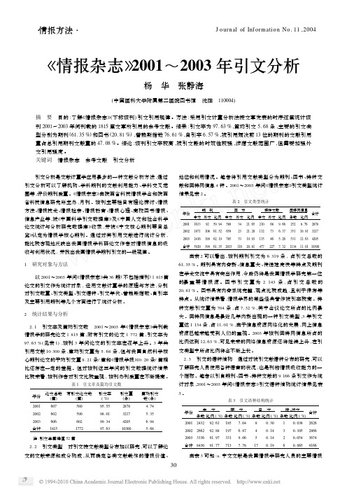 2001-2003年引文分析