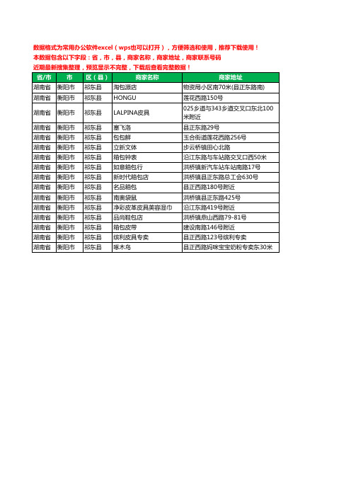 2020新版湖南省衡阳市祁东县箱包工商企业公司商家名录名单黄页联系电话号码地址大全16家