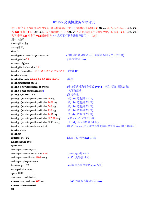 ZXR10-89系列交换机业务简单配置