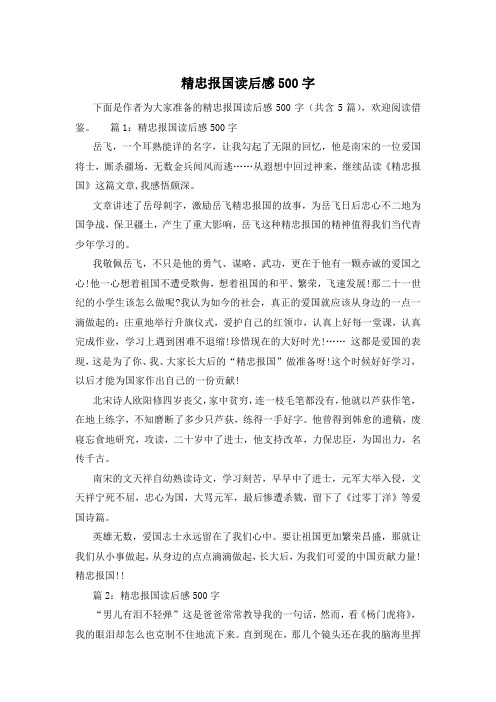 精忠报国读后感500字