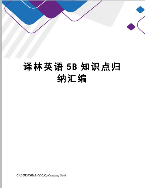 译林英语5B知识点归纳汇编