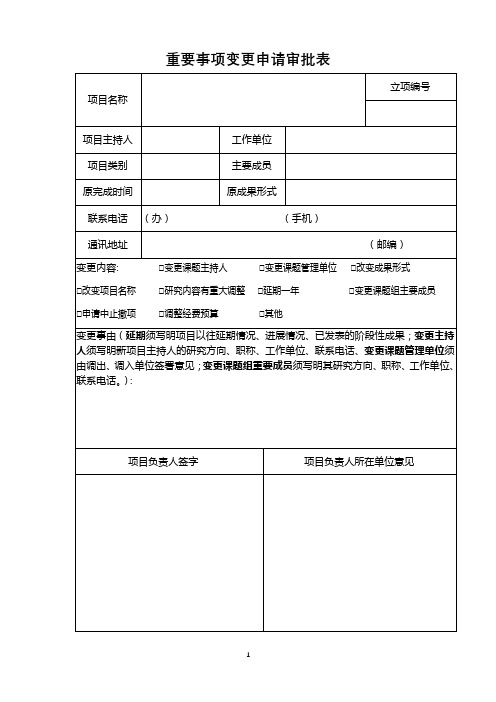 重要事项变更申请审批表【模板】