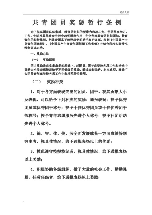 共青团员奖惩暂行条例