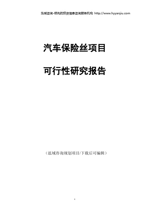 汽车保险丝项目可行性研究报告