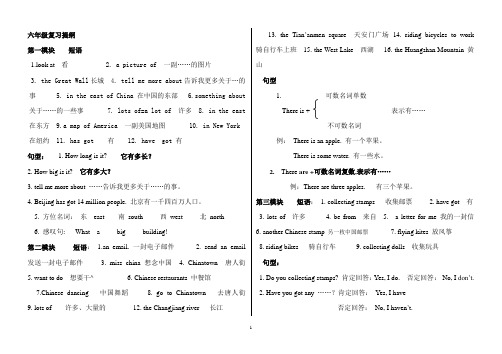 外研社版三起小学英语六年级上册复习提纲--短语+句型[1]