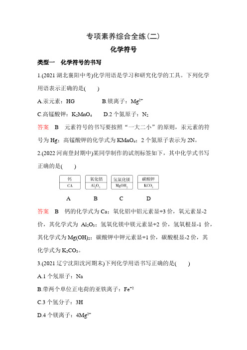 最新九年级化学上册02专项素养综合全练(二)