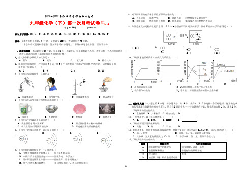 九年级化学(下)第一次月考测试卷【A3版】