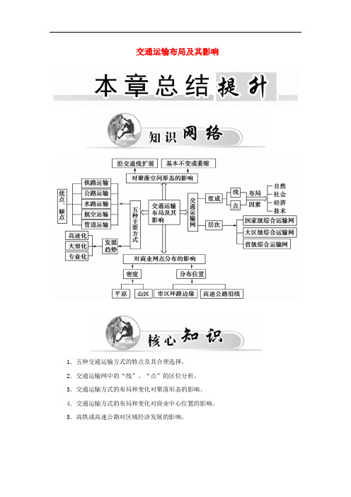 高中地理 第5章 交通运输布局及其影响总结提升学案 新