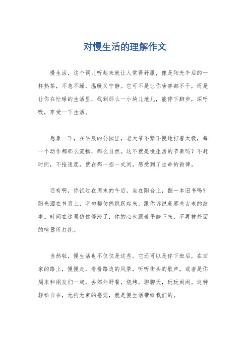 对慢生活的理解作文