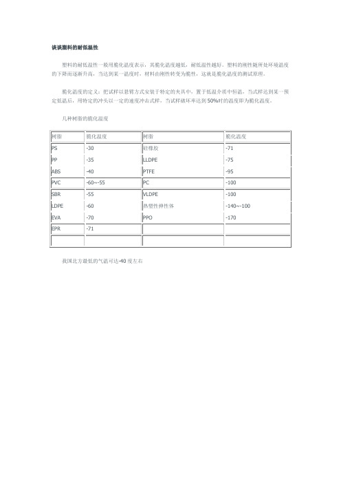 谈谈塑料的耐低温性