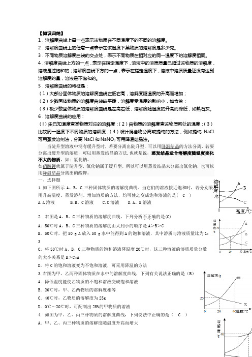 溶解度曲线专题