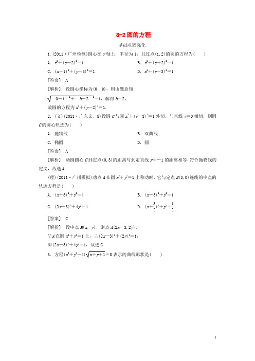 【走向高考】(2013春季发行)高三数学第一轮总复习 8-2圆的方程 新人教A版