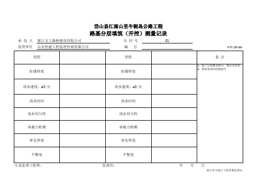 路基分层填筑(开挖)测量记录