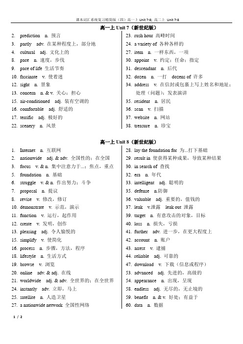 杨浦五角场高考补习班新王牌课本词汇系统复习精简版(四)