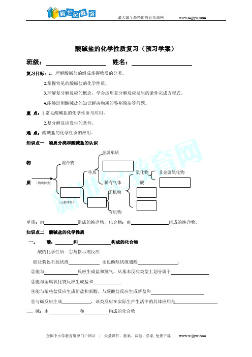 酸碱盐复习学案修改版